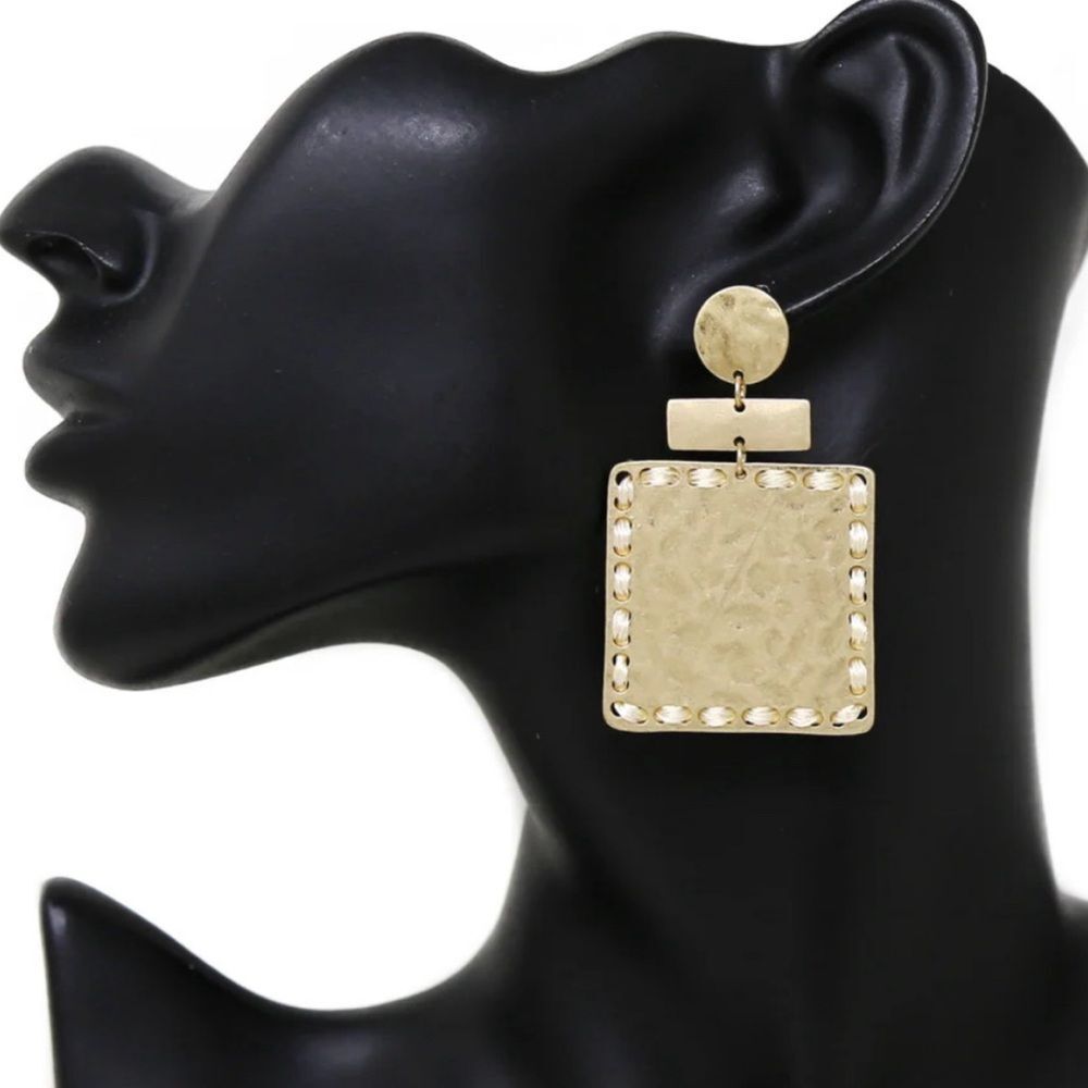 Elegant Gold-Tone Statement Earrings Hammered Metal Statement NWT Jewelry